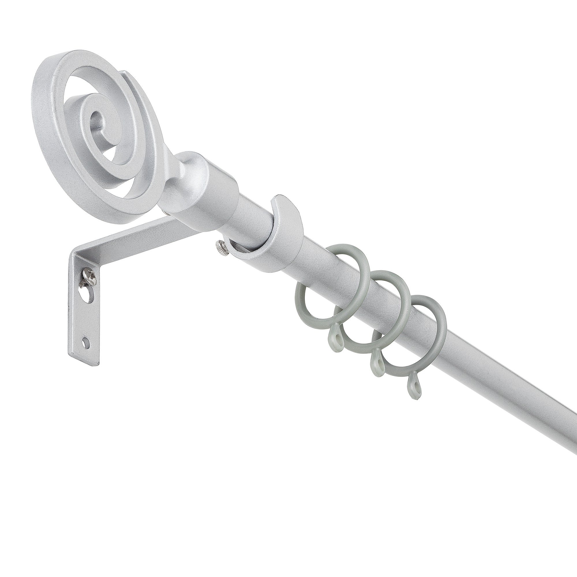 Argos Home Extendable Swirl Metal Curtain Pole - Silver