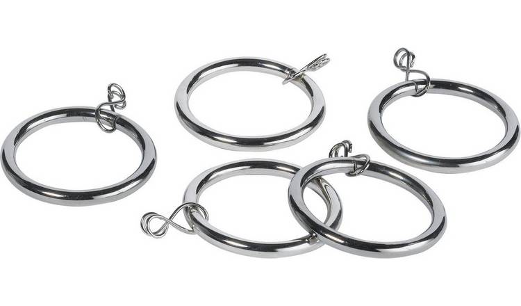 Argos Home 20 Metal 28mm Curtain Rings - Stainless Steel