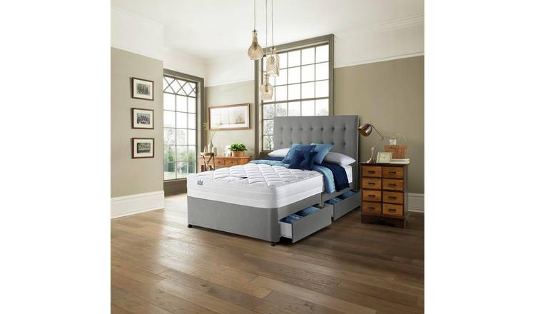 Silentnight Knightly Double Luxury 4 Drawer Divan Bed- Grey