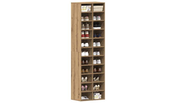 Walplus Engineered Wood Shoe Cabinet - Artisan Oak - 54 x 34 x 183 cm