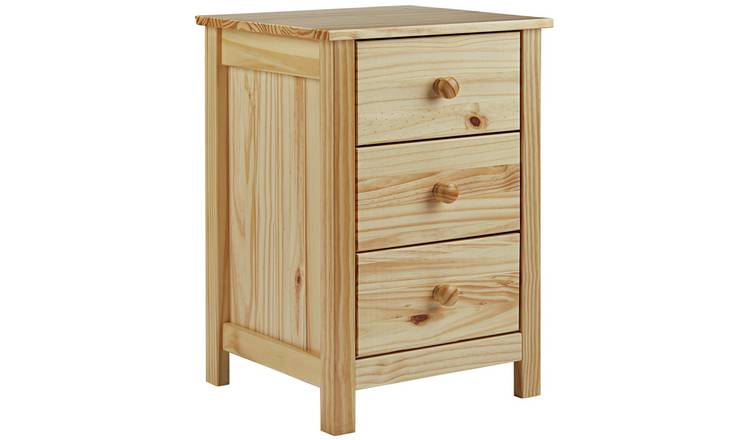 Scandi 3 drawer bedside outlet table