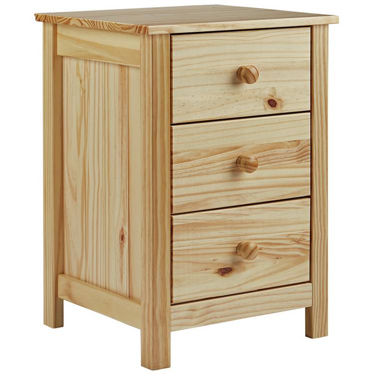 Argos Home Scandinavia 3 Drawer Bedside Table - Pine 0