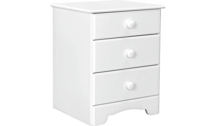 Argos Home Nordic 3 Drawer Bedside Table - Soft White