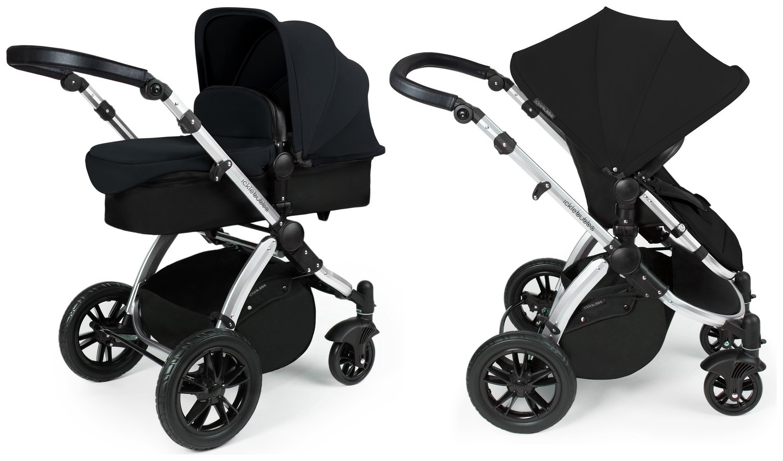 Ickle Bubba Stomp V2 2 in 1 Pushchair & Carrycot - Black