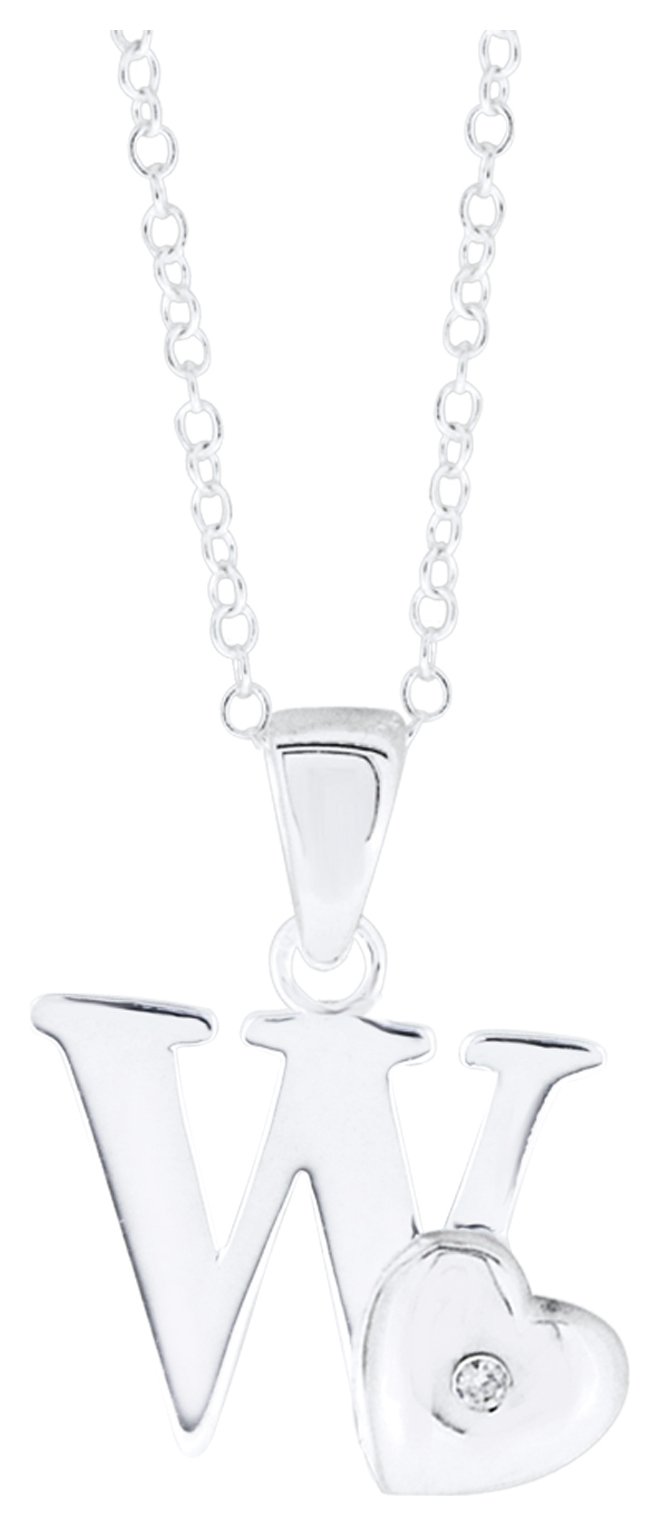 Sterling Silver Initial Pendant - W.