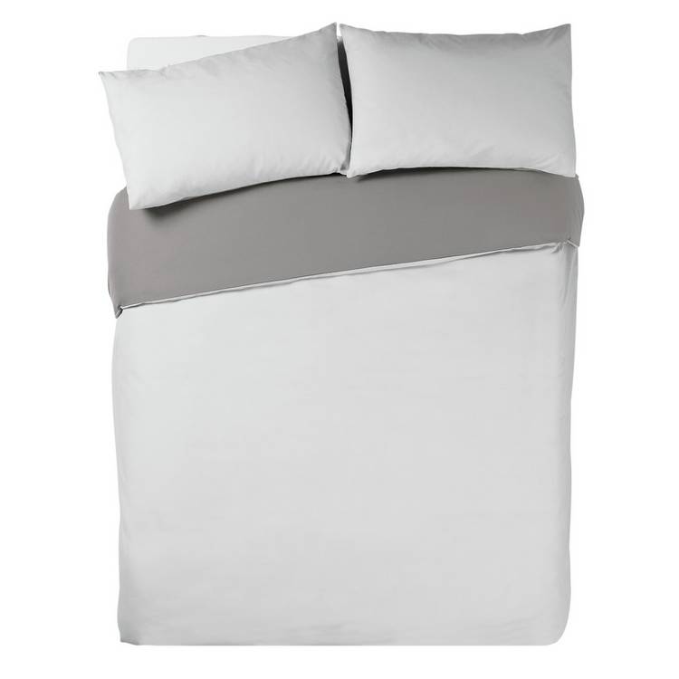 Habitat Easycare Two Tone Grey & White Bedding Set -Kingsize 0