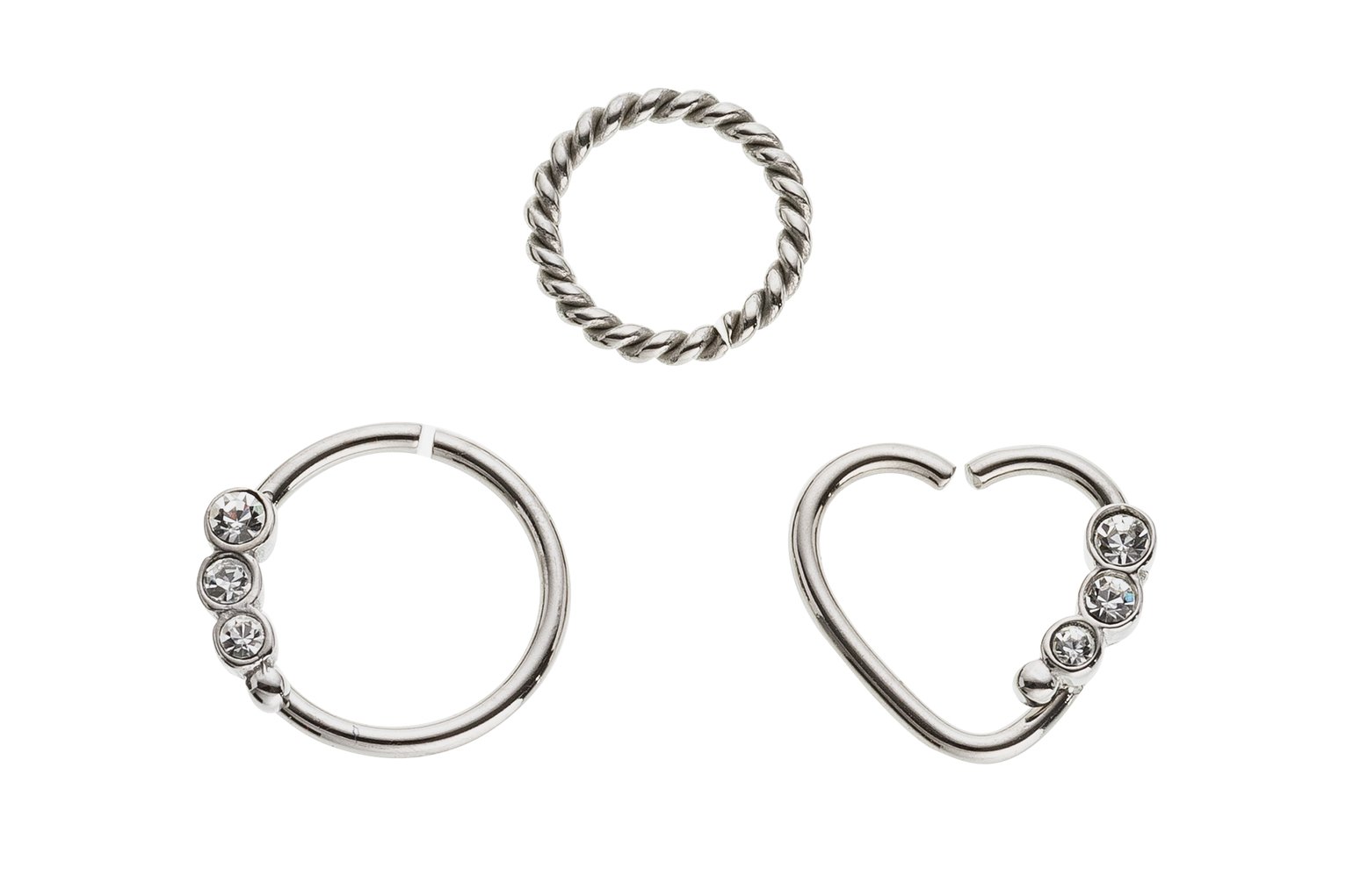 State of Mine Stainless Steel Mixed Nose Hoops - Set of 3