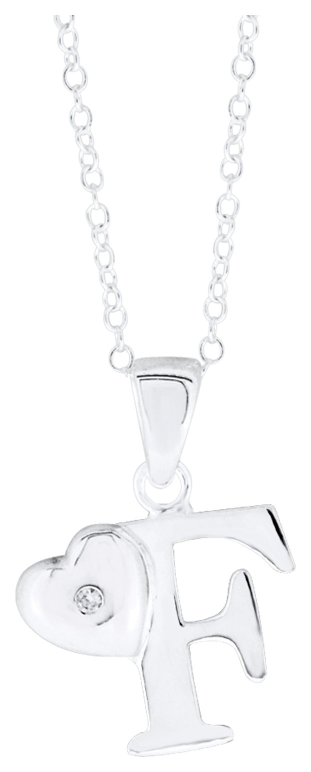 Sterling Silver Initial Pendant - F