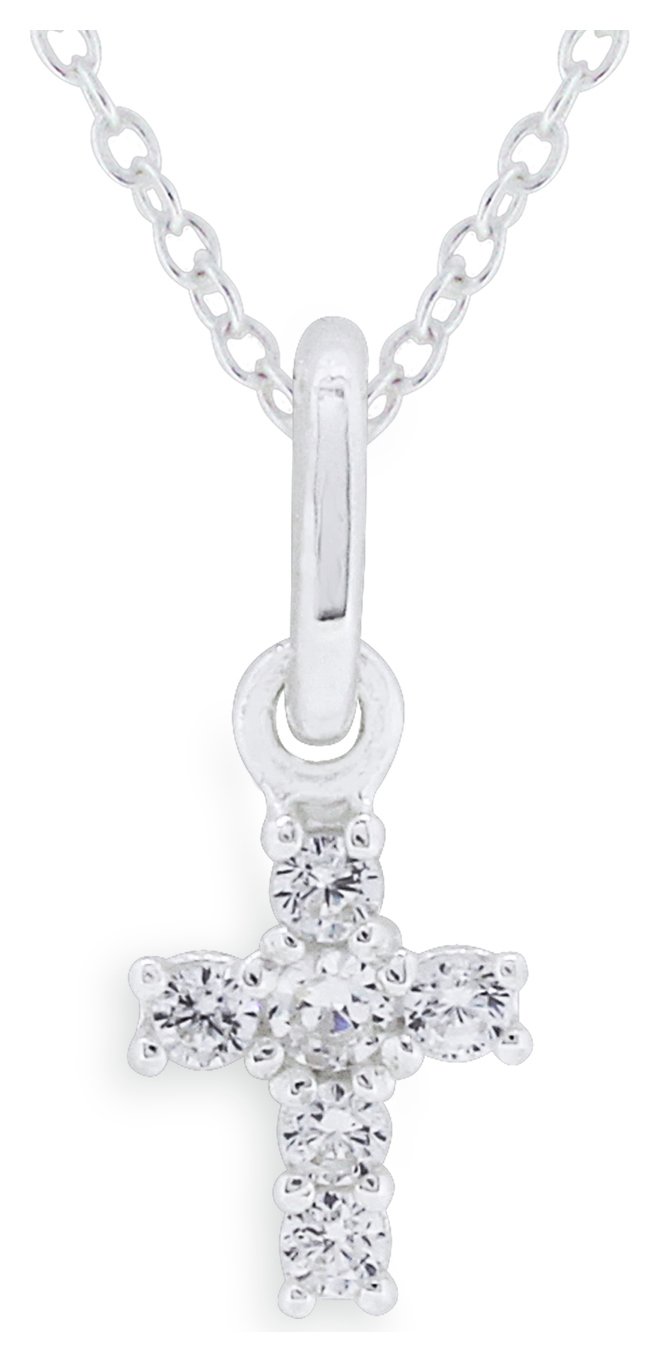 Revere Kid's Sterling Silver Cubic Zirconia Cross Pendant