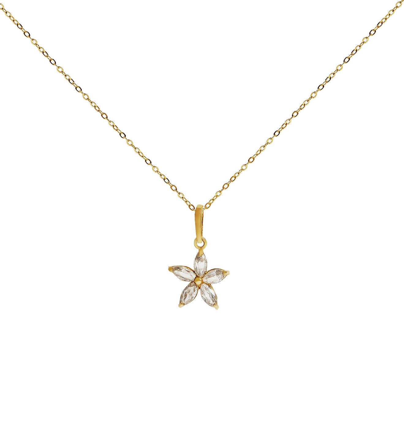 Revere 9ct Gold Flower Pendant 18 Inch Necklace