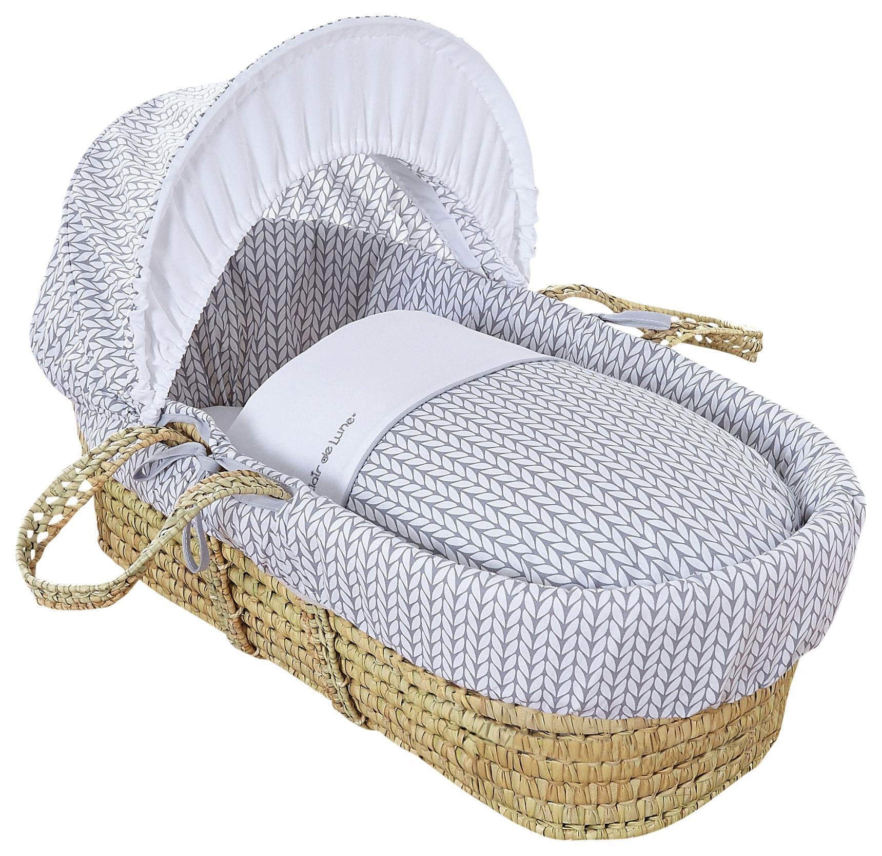 Clair De Lune Barley Bébé Palm Moses Basket - Grey.