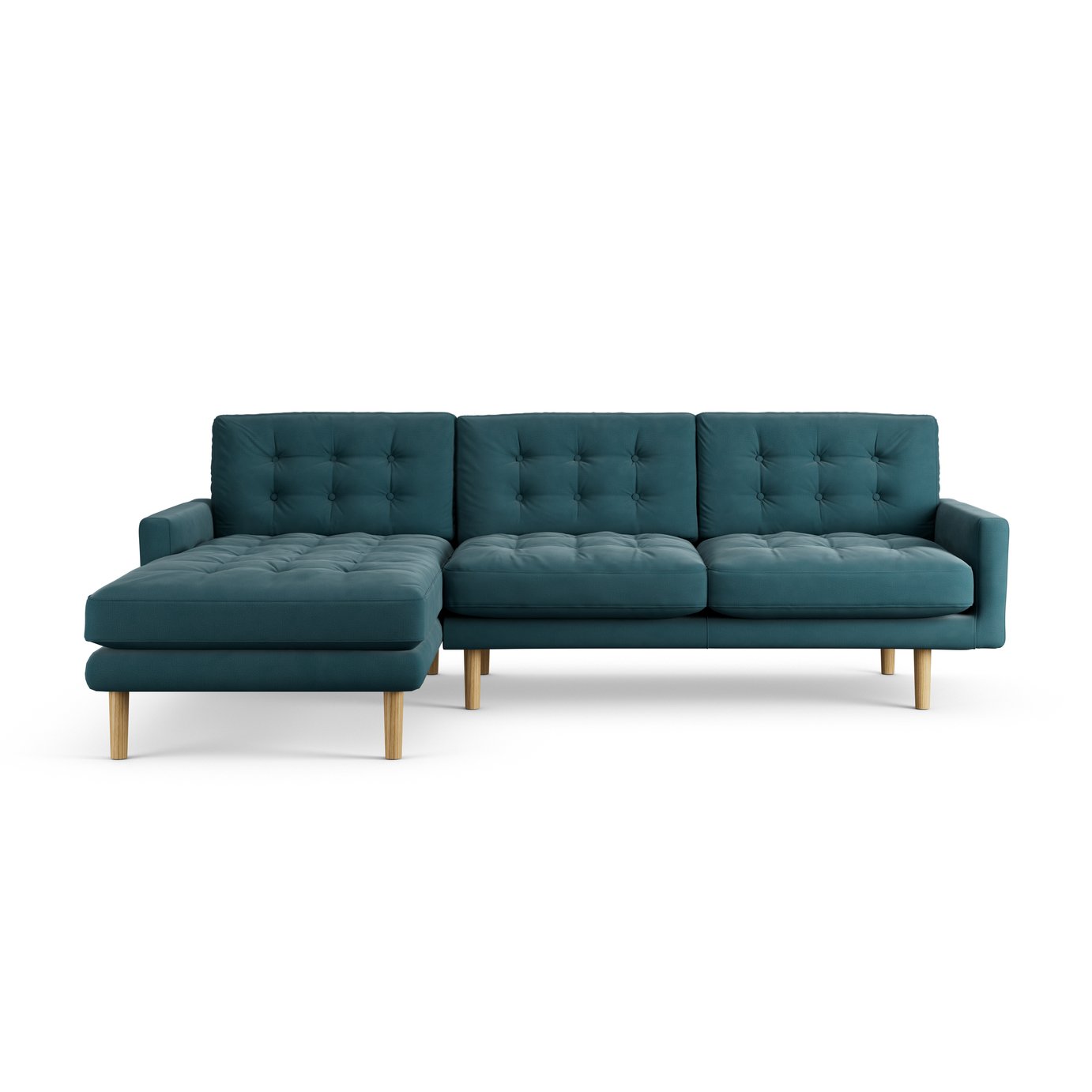 Habitat Fenner Left Hand Corner Sofa - Teal - Ash Leg