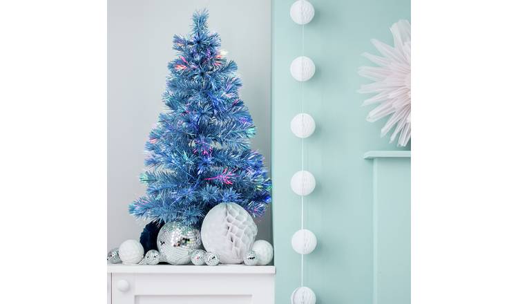 Argos Home 3ft Fibre Optic Small Christmas Tree - Blue