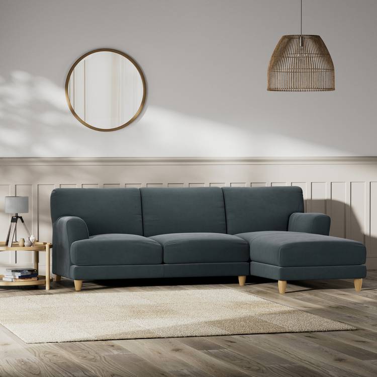 Habitat Askem Fabric Right Hand Corner Sofa-Charcoal-Ash Leg 0