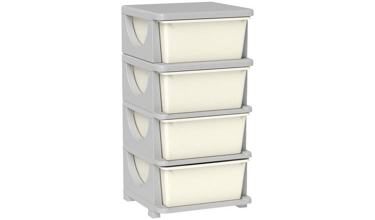 HOMCOM 4 Drawers Plastic Kids Storage Units Drawers Kids Storage - Cream