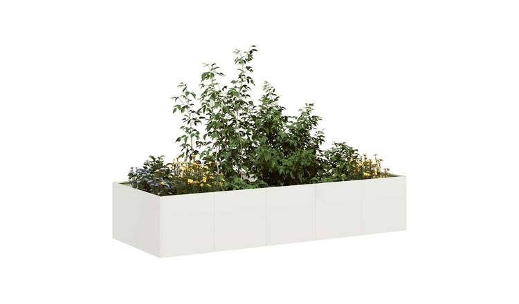 Walplus Steel Garden Planter - White - 200 x 80 x 40 cm