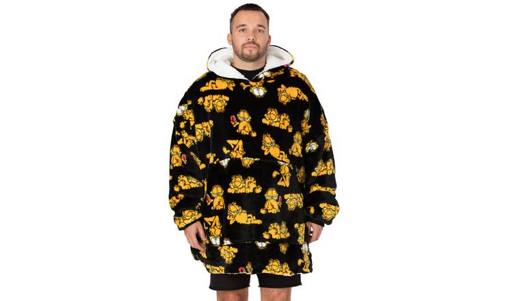 Garfield Character AOP Adult Mens Blanket Hoodie - Black