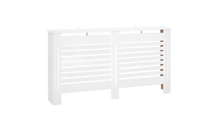 HOMCOM MDF Modern Painted Cabinet with Horizontal Slats - White