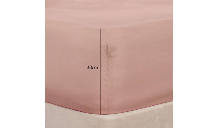 OHS Plain Microfibre Deep Fitted Bed Sheet Blush - Double