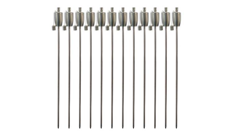Harbour Housewares Metal Garden Torches - Barrel - Silver - Pack of 12