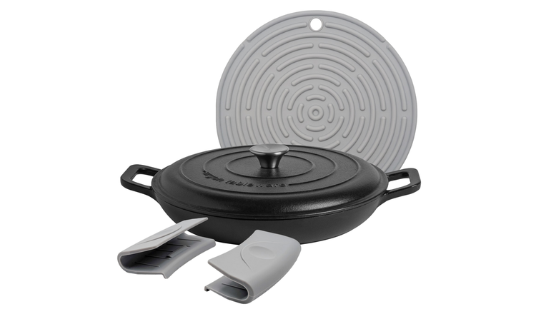 Argon Tableware Cast Iron Shallow Casserole Dish - Matt Black