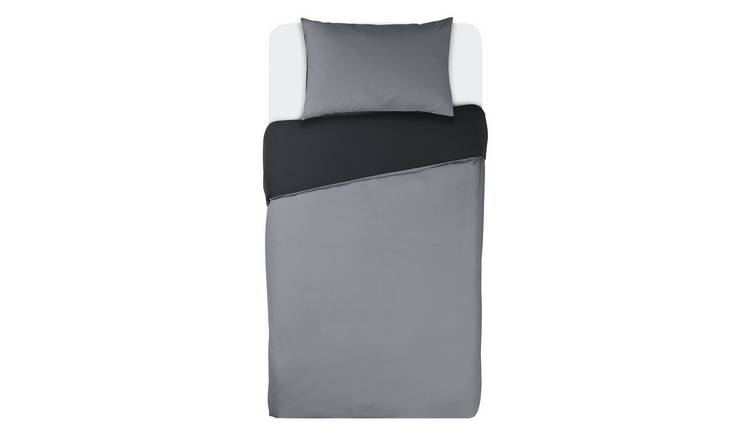 Habitat Easycare Two Tone Grey & Black Bedding Set - Single