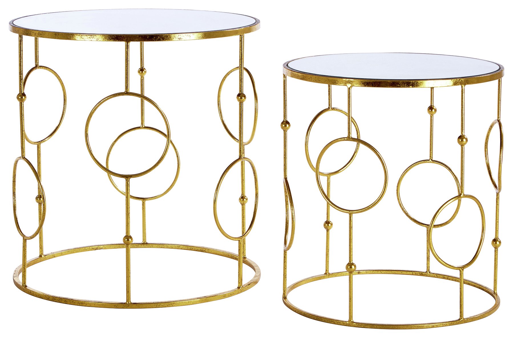 Premier Housewares Avantis Nest of 2 Tables - Gold Frame