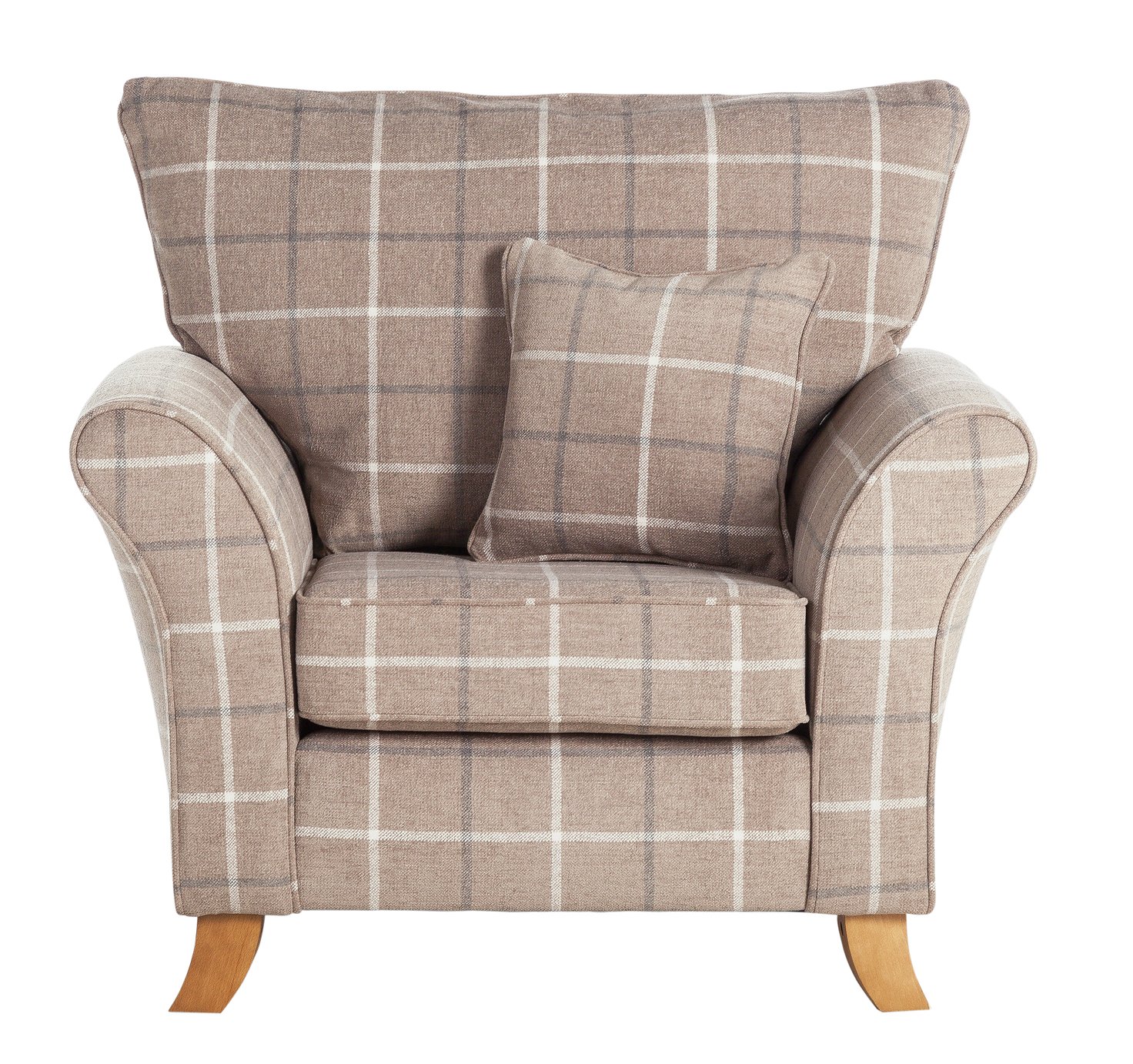 Kayla Windowpane Fabric Armchair 