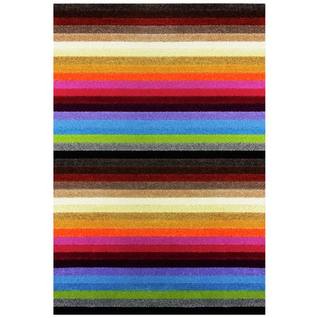 Linea Stripe Washable Rug - 100 x 66cm - Rainbow.