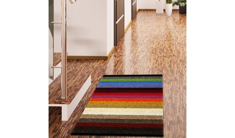 Linea Stripe Flatweave Rug - Multicoloured - 100x66cm