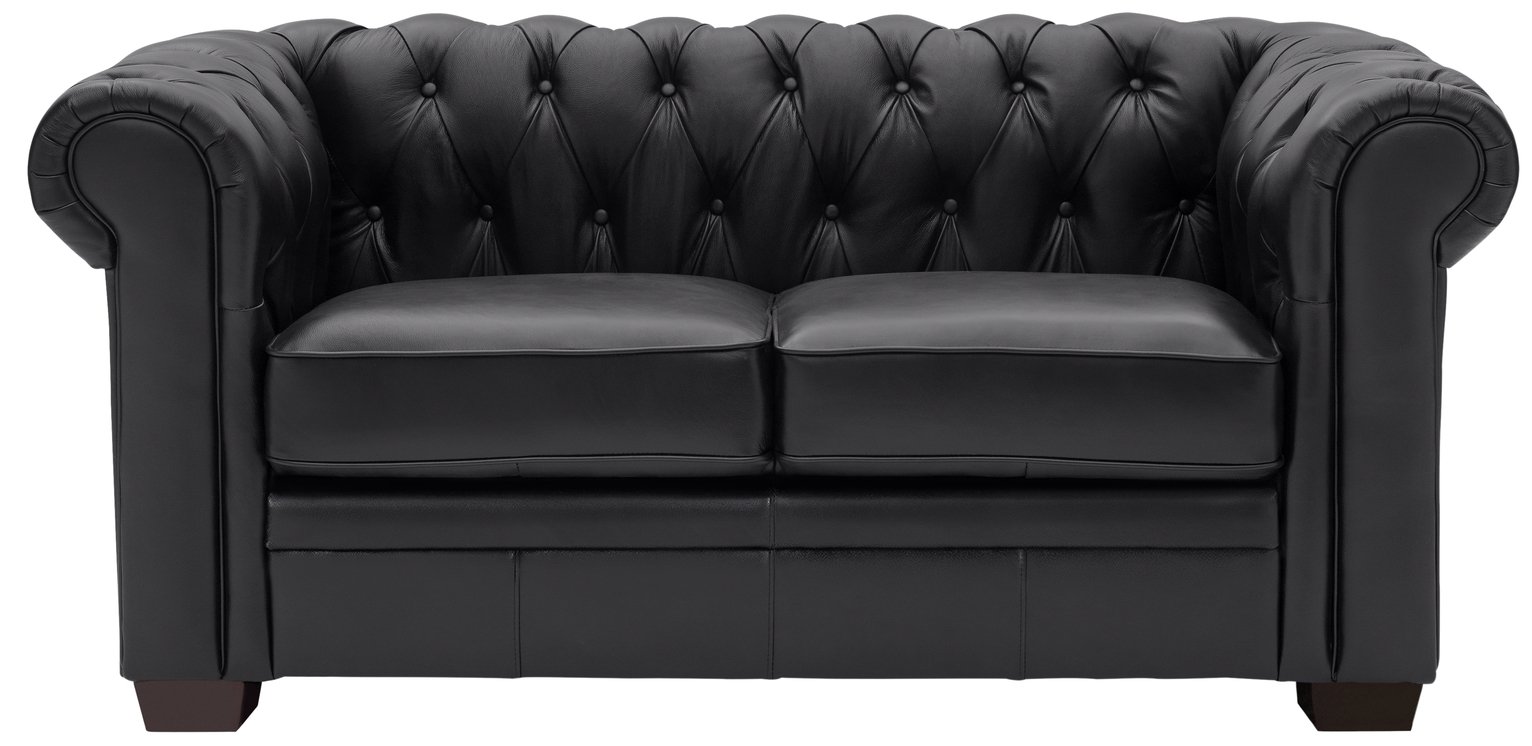 Habitat Chesterfield 2 Seater Leather Sofa - Black