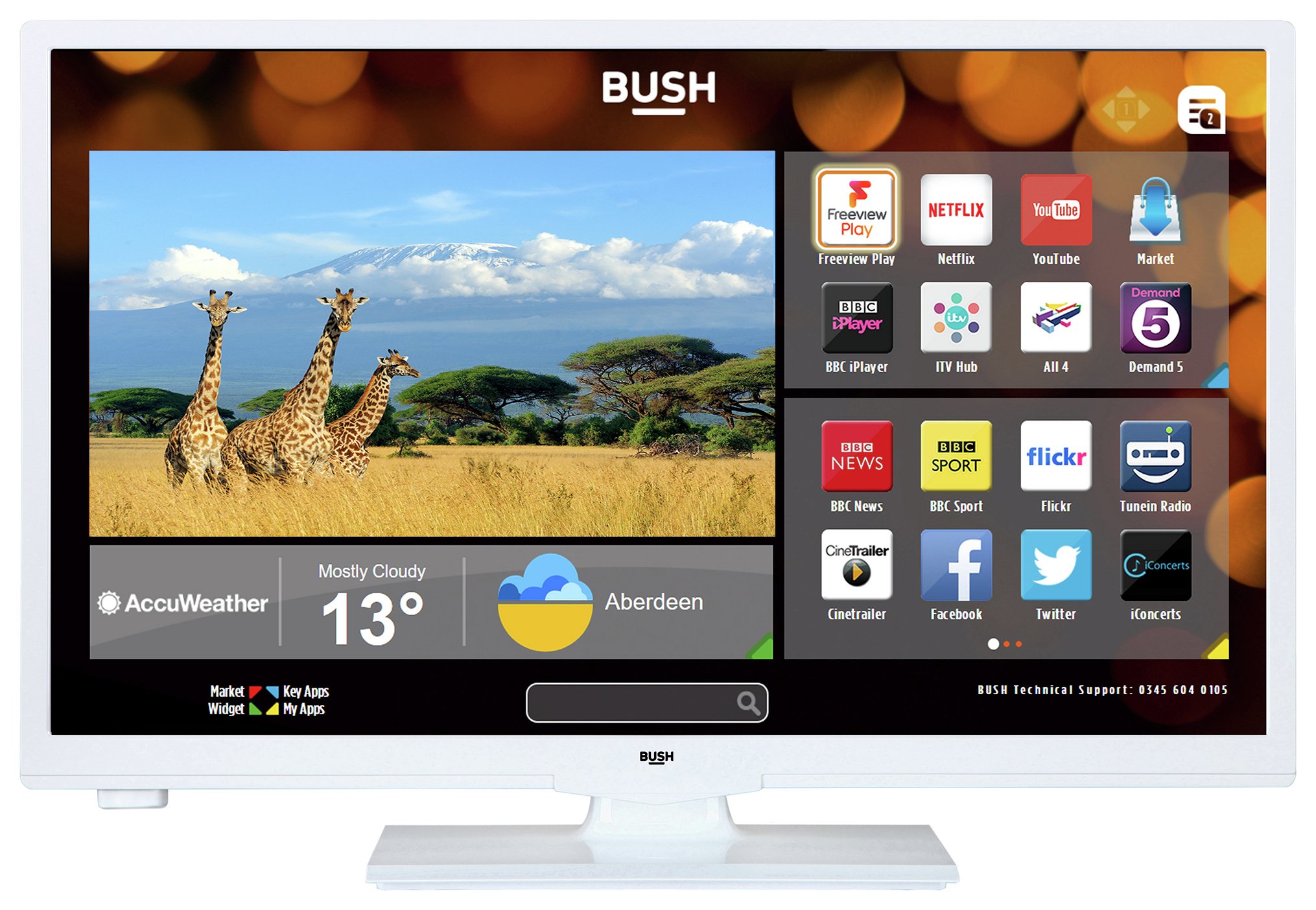 Bush 24 Inch HD Ready Smart TV With DVD Player - White