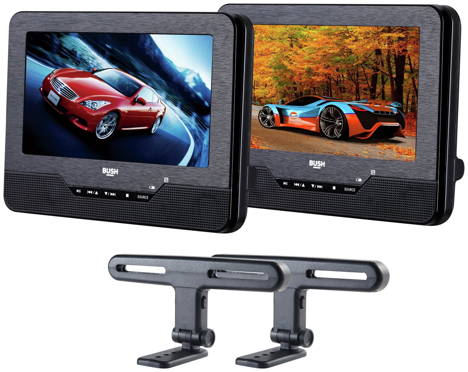 Bush 7 Inch Dual Screen In - Car DVD Player - Black