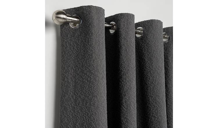 Habitat Boucle Plain Blackout Eyelet Curtains - Dark Grey