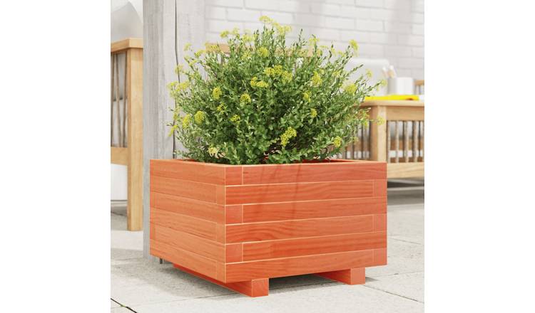 Walplus Wood Garden Planter - Wax Brown - 40 x 40 x 26.5 cm