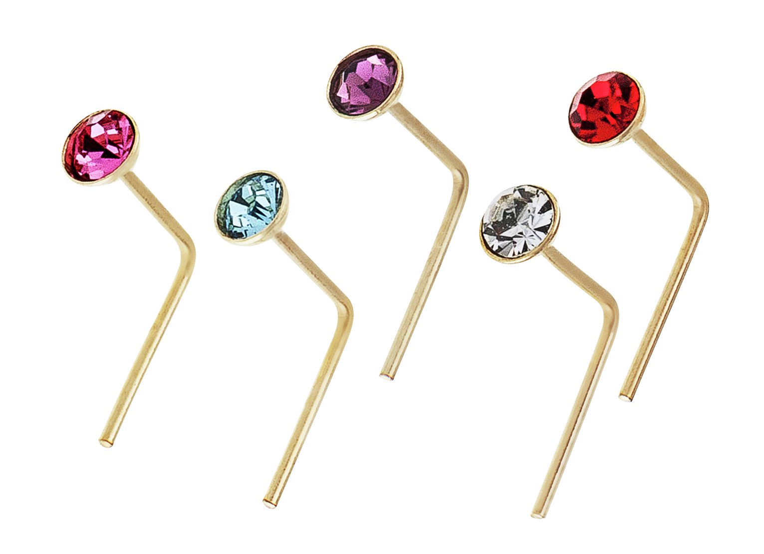 State of Mine 9ct Yellow Gold Crystal Nose Studs - Set of 5