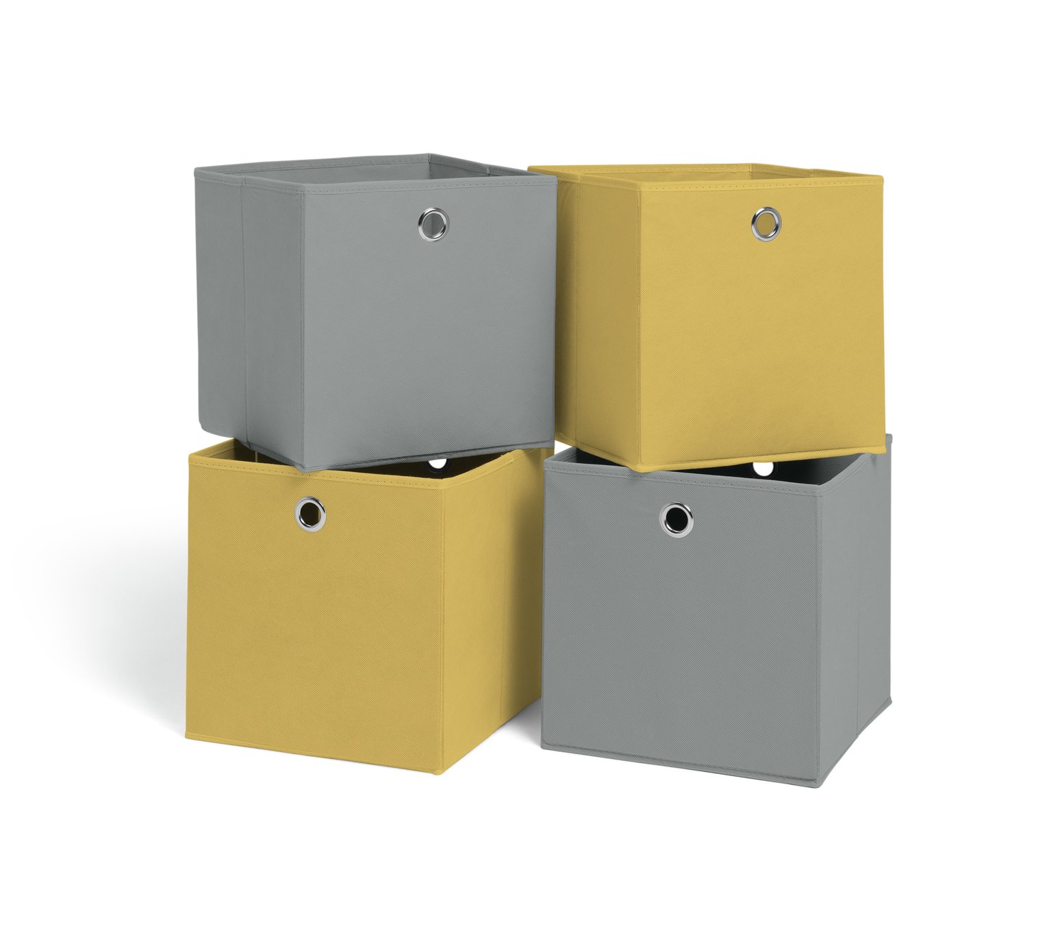 Habitat Set of 4 Squares Plus Boxes - Soft Grey & Yellow