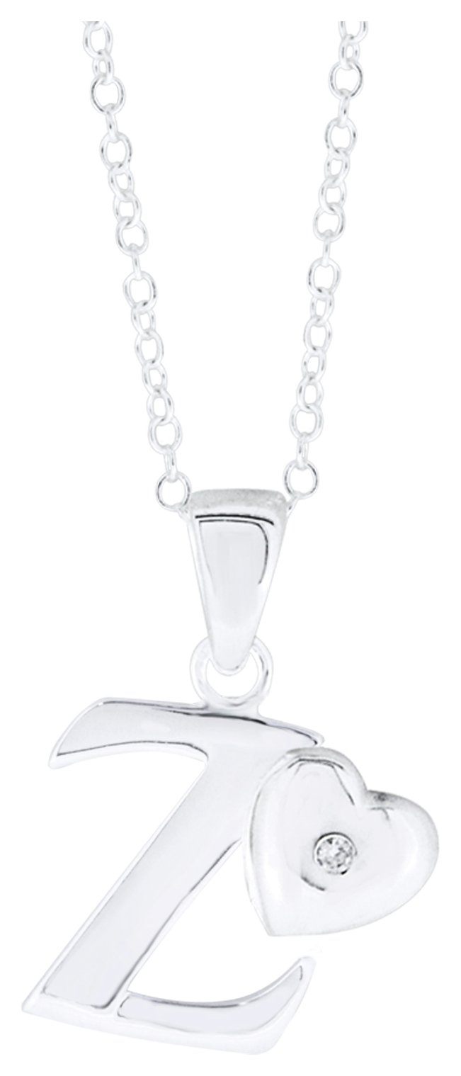 Sterling Silver Initial Pendant - Z.
