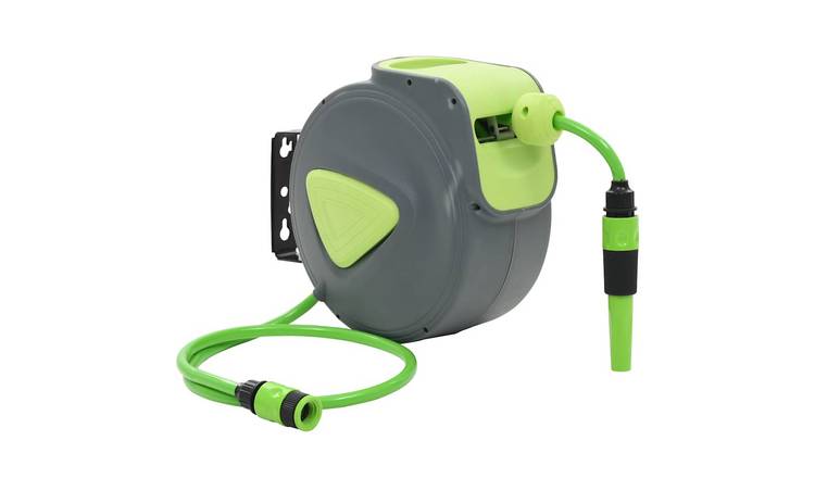 Walplus Automatic Retractable Water Hose Reel Wall - Green and Grey - 100 cm
