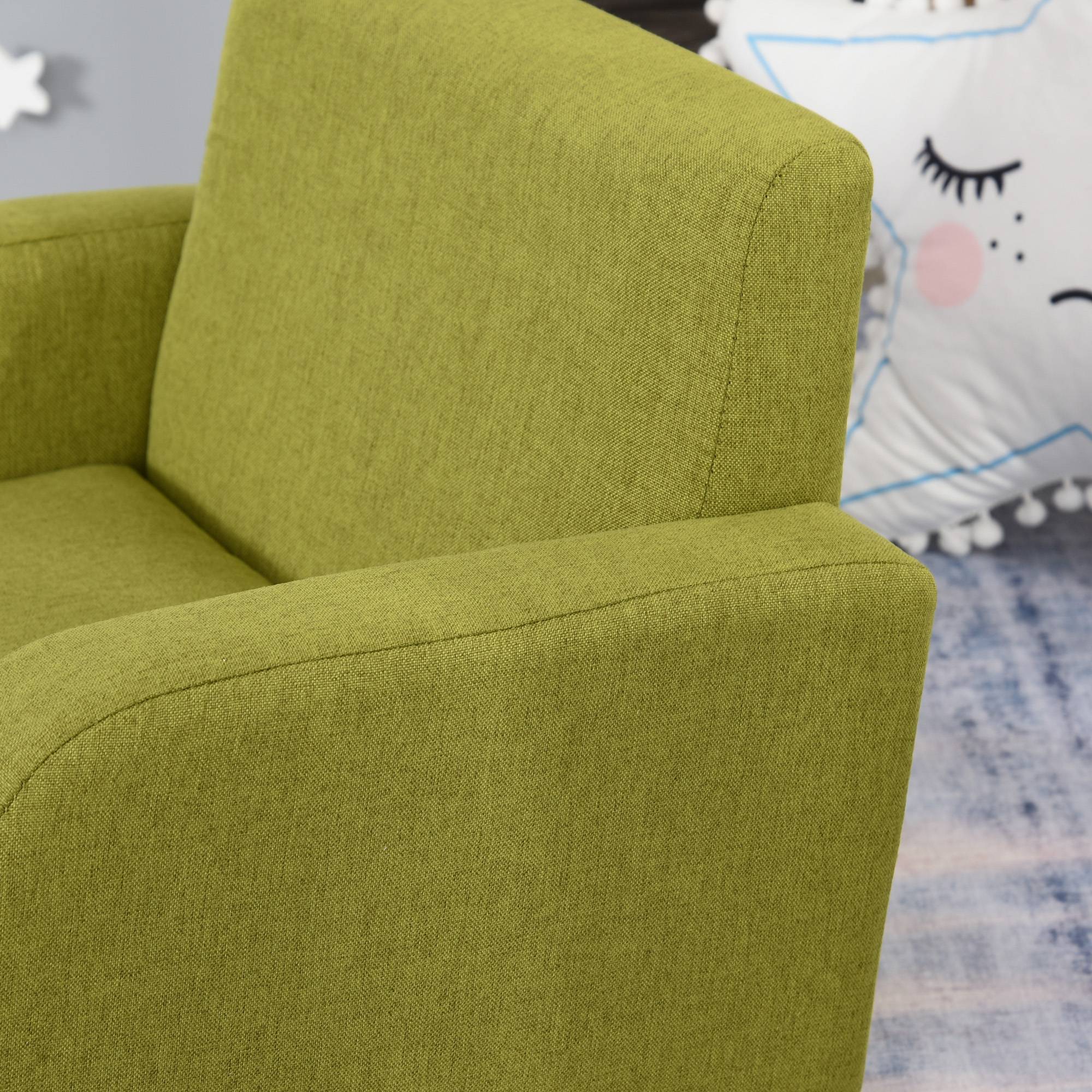 HOMCOM Single Seat Wooden Toddler Chair with Padding Seat - Green - Image 4