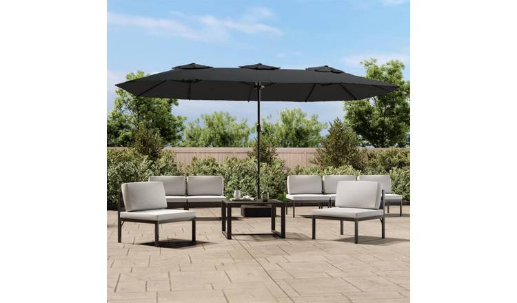 Walplus Polyester Garden Parasol - Anthracite - 449 x 265 x 245 cm