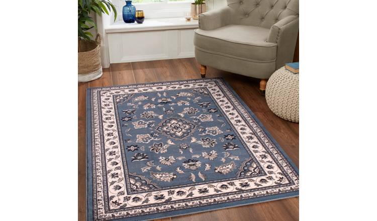 Mega Flooring Blue Traditional Bordered Runner - 66 x 230cm