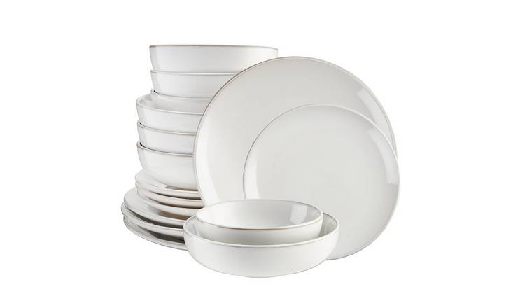 Cooks Professional 16 Piece Nordic Stoneware Dinnerware Set - White