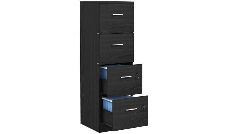 HOMCOM Wooden Adjustable Filing Cabinet with 4 Drawers - Black