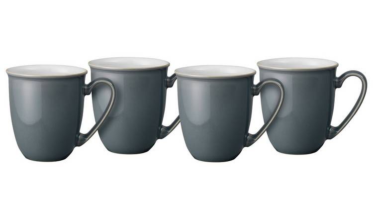 Denby Elements Set of 4 Stoneware Mugs - Fossil Grey