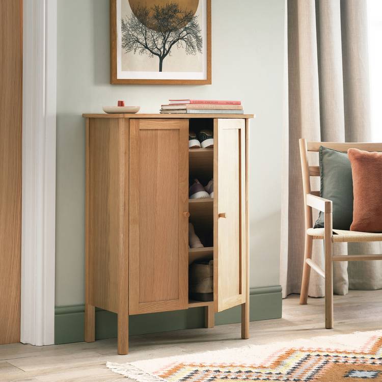 Argos Home Knole 2 Door Shoe Storage Cabinet - Oak 0