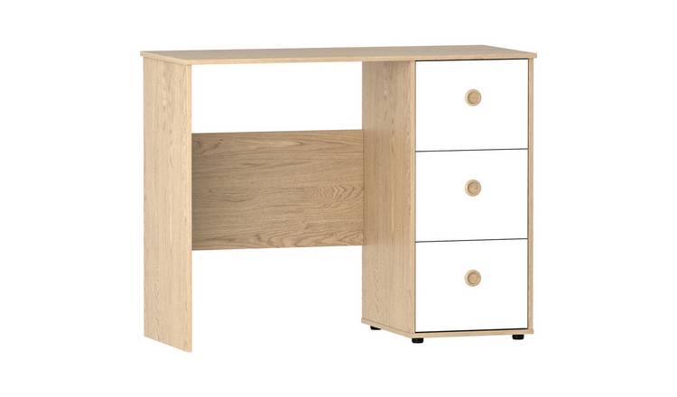 Junior Vida Neptune 3 Drawer Desk - White & Oak