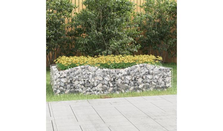 Walplus Galvanised Iron Gabion Raised Bed - Silver V2 - 200 x 100 x 50 cm