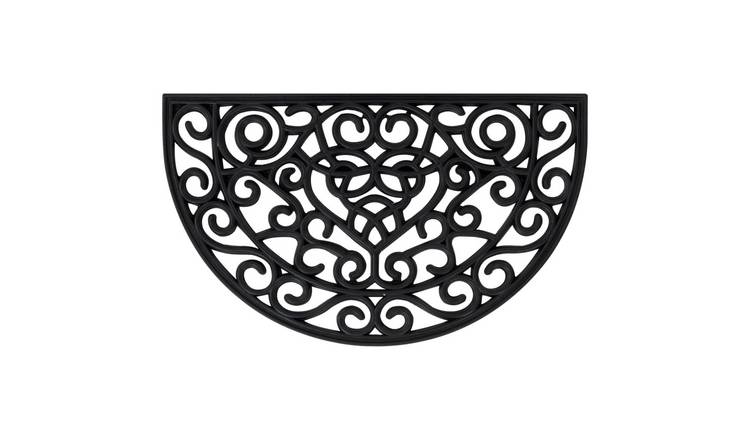 Walplus Half Round Rubber Door Mat - Black - 45 x 75 cm