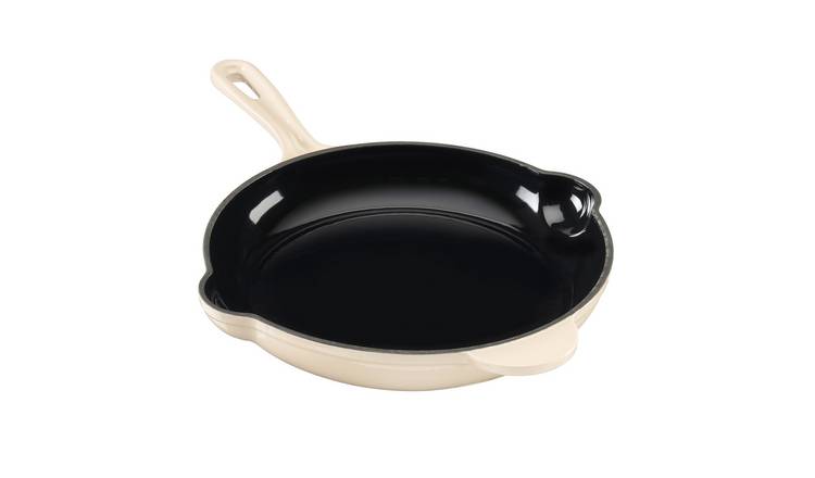 Cooks Professional Cast Iron Frying Pan with Enamel Interior - Ivory